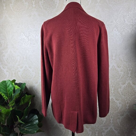 J Crew Size Medium Rust Red Slouchy Cardigan 2 Button Closure Pockets Collar NWT - Picture 6 of 13